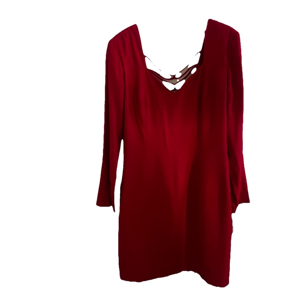 CDC Red Satin Open Back Dress Size 12 Vintage Y2K Holiday‎ Party Classy Zipper